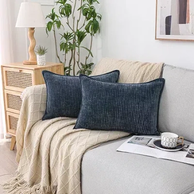 Asstd National Brand Regal Home Lila Ribbed Down Alt 14x20 Rectangular Throw Pillow In Blue