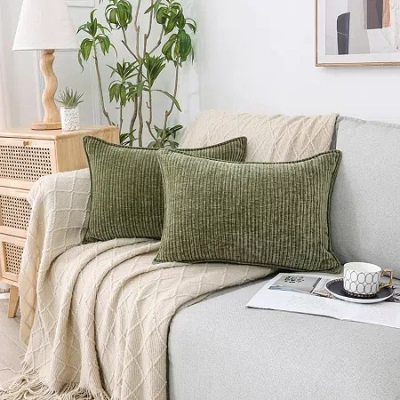 Asstd National Brand Regal Home Lila Ribbed Down Alt 14x20 Rectangular Throw Pillow In Green