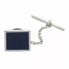 Asstd National Brand Rhodium-plated Tie Tack With Blue Enamel Center In Blue