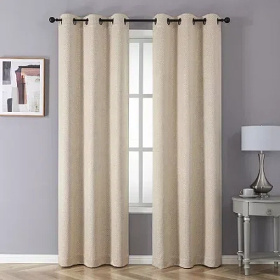 Asstd National Brand Rhys Grommet Top Blackout Set Of 2 Curtain Panel In Sand