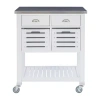 Asstd National Brand Robbin Stainless Steel-top Kitchen Cart In White