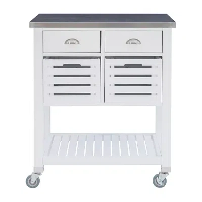 Asstd National Brand Robbin Stainless Steel-top Kitchen Cart In White