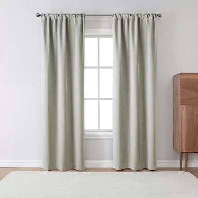 Asstd National Brand Robinson Rod Pocket 100% Blackout Set Of 2 Curtain Panel In Brown