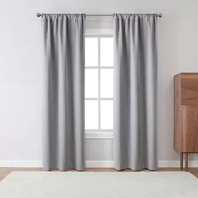 Asstd National Brand Robinson Rod Pocket 100% Blackout Set Of 2 Curtain Panel In Gray