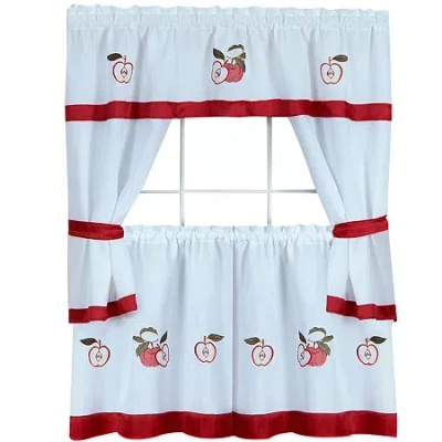 Asstd National Brand Rod Pocket Kitchen Curtains & Drapes Window Set In Red