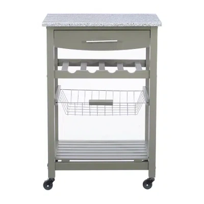 Asstd National Brand Roger Granite Top Kitchen Island In Gray