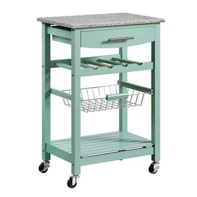 Asstd National Brand Roger Granite Top Kitchen Island In Green