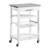Asstd National Brand Roger Granite Top Kitchen Island In White