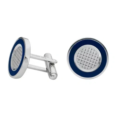 Asstd National Brand Round Stainless Steel Cuff Links With Enamel Border In Gray
