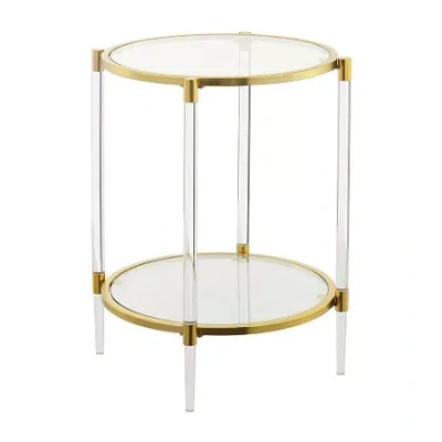 Asstd National Brand Royal Crest 2 Tier Acrylic Glass End Table In Yellow