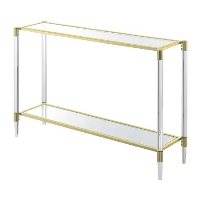 Asstd National Brand Royal Crest Glass Top Metal Console Table In Yellow
