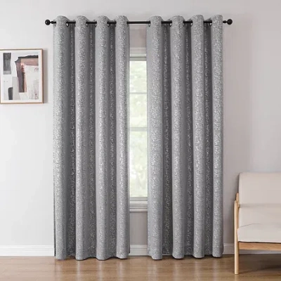 Asstd National Brand Sadie Grommet Top Blackout Single Curtain Panel In Gray