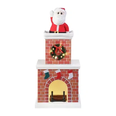 Asstd National Brand Santa In Chimney Animated Figurine In Red
