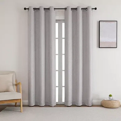 Asstd National Brand Sarah Grommet Top Blackout Set Of 2 Curtain Panel In Silver