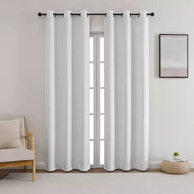 Asstd National Brand Sarah Grommet Top Blackout Set Of 2 Curtain Panel In White