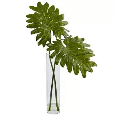 Asstd National Brand Selloum Artificial Plant In Cylinder Glass In Green