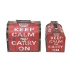 Asstd National Brand Set Of 2 Red And White Keep Calm And Carry On Decorative Wooden Storage Boxes 10.25-11.75" In Red