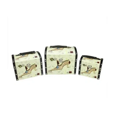 Asstd National Brand Set Of 3 Vintage-style Stiletto Decorative Wooden Storage Boxes 10" In Multi