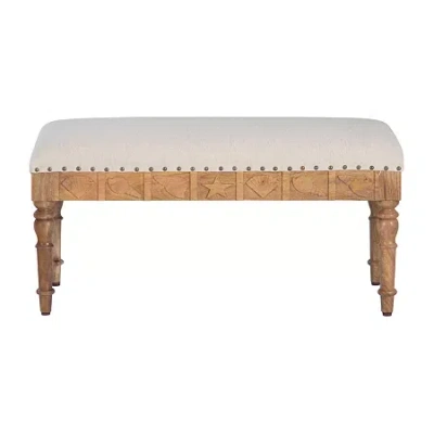 Asstd National Brand Slayton Upholstered Wood Seashell Bench In Brown