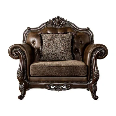 Asstd National Brand Somina Tufted Upholstered Wingback Chair In Brown