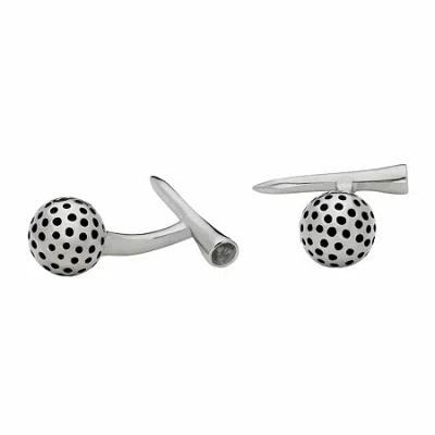 Asstd National Brand Stainless Steel Golf Ball And Tee Cuff Links In Gray