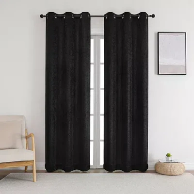 Asstd National Brand Starltt Grommet Top Blackout Set Of 2 Curtain Panel