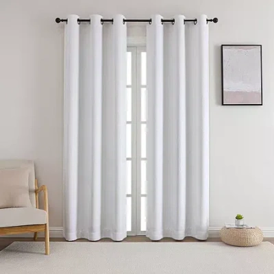 Asstd National Brand Starltt Grommet Top Blackout Set Of 2 Curtain Panel In White