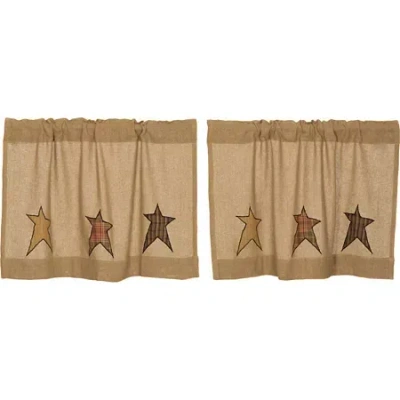 Asstd National Brand Stratton Burlap Applique Star 2-pc. Window Tier In Brown