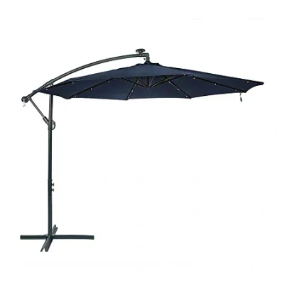 Asstd National Brand Sunnydaze 10-foot Steel Offset Solar Patio Umbrella In Blue