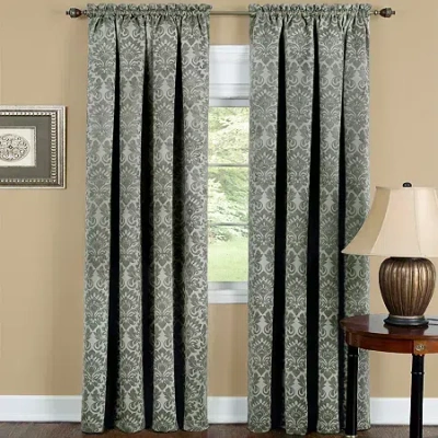 Asstd National Brand Sutton Rod Pocket Blackout Single Curtain Panel In Green