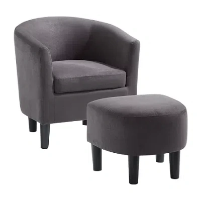 Asstd National Brand Take A Seat Churchill Accent Chair With Ottoman In Gray