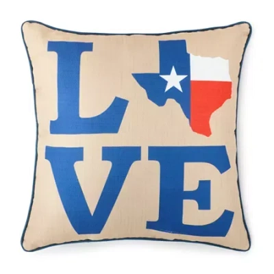 Asstd National Brand Texas Love Square Throw Pillow In White