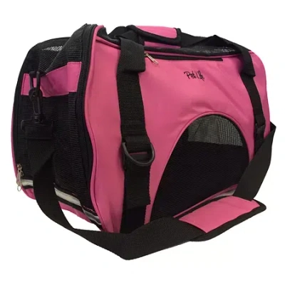 Asstd National Brand The Pet Life Airline Approved Altitude Force Sporty Zippered Fashion Pet Carrier In Pink