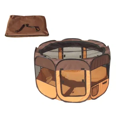 Asstd National Brand The Pet Life All-terrain' Lightweight Easy Foldingwire-framed Collapsible Travel Pet Playpen In Brown