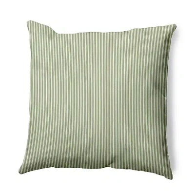 Asstd National Brand Ticking Stripe Square Throw Pillow In Green