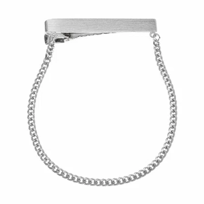Asstd National Brand Tie Bar With Tie Chain In Silver