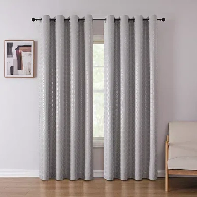 Asstd National Brand Tobias Metallic Grommet Top Blackout Single Curtain Panel In Silver
