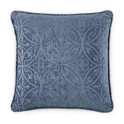 Asstd National Brand Tonal Feather Filled Medalion Square Throw Pillow In Blue