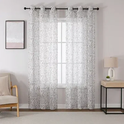 Asstd National Brand Toronto Printed Grommet Top Sheer Set Of 2 Curtain Panel In Sand