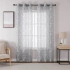 Asstd National Brand Toronto Printed Grommet Top Sheer Set Of 2 Curtain Panel In Silver