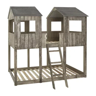 Asstd National Brand Tower Twin Over Twin Bunkbed In White