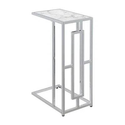 Asstd National Brand Town Square Chrome Faux Marble C End Table In White