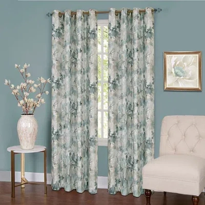 Asstd National Brand Tranquil Grommet Top Light-filtering Single Curtain Panel In Blue