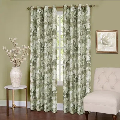Asstd National Brand Tranquil Grommet Top Light-filtering Single Curtain Panel In Green