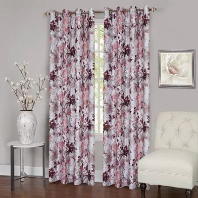 Asstd National Brand Tranquil Grommet Top Light-filtering Single Curtain Panel In Pink