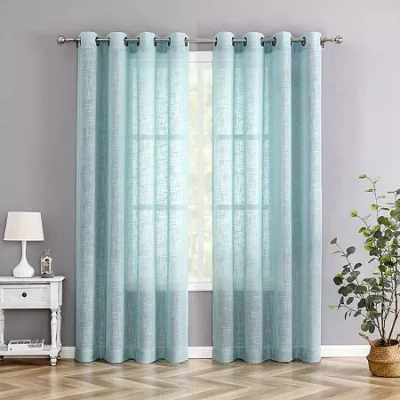 Asstd National Brand Tranquility Grommet Top Sheer Single Curtain Panel In Blue