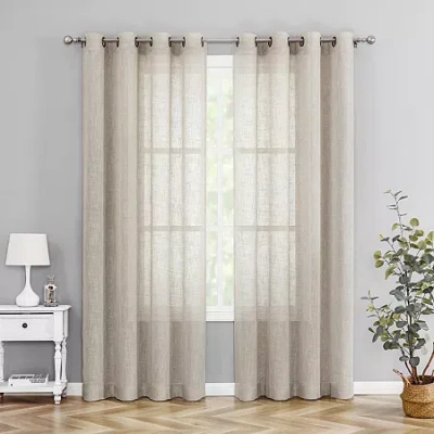 Asstd National Brand Tranquility Grommet Top Sheer Single Curtain Panel In Brown