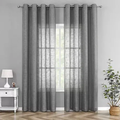Asstd National Brand Tranquility Grommet Top Sheer Single Curtain Panel In Gray