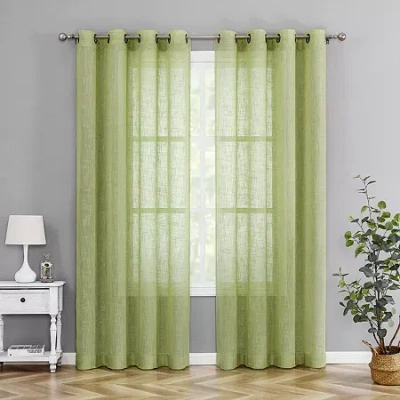 Asstd National Brand Tranquility Grommet Top Sheer Single Curtain Panel In Green