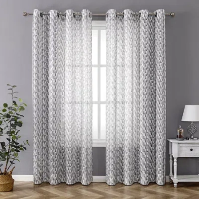 Asstd National Brand Tranquility Grommet Top Sheer Single Curtain Panel In Multi